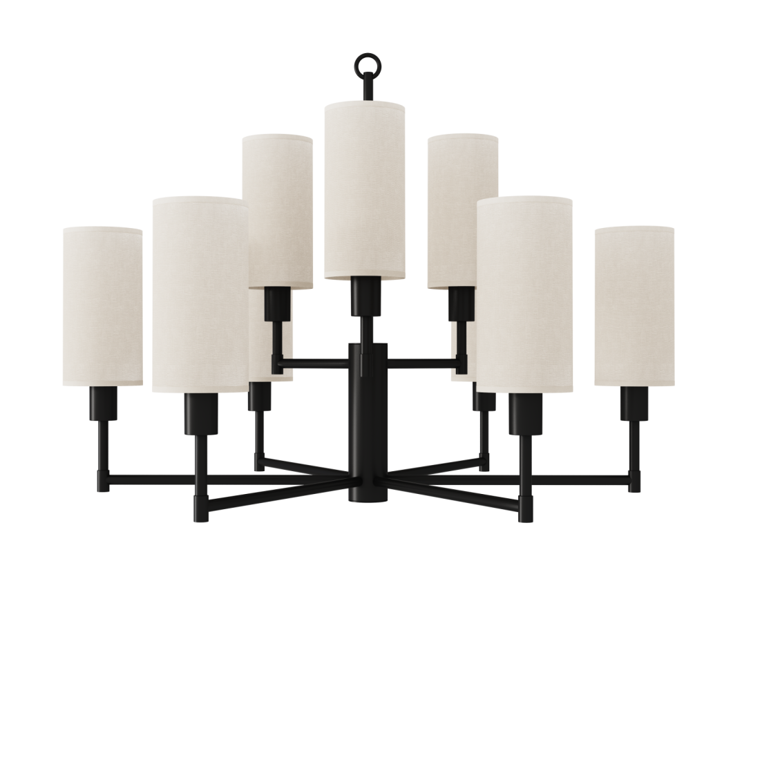 Lustre Foco Metallo Mântua Cúpulas Tecido 9L E27 800x600mm LU 424