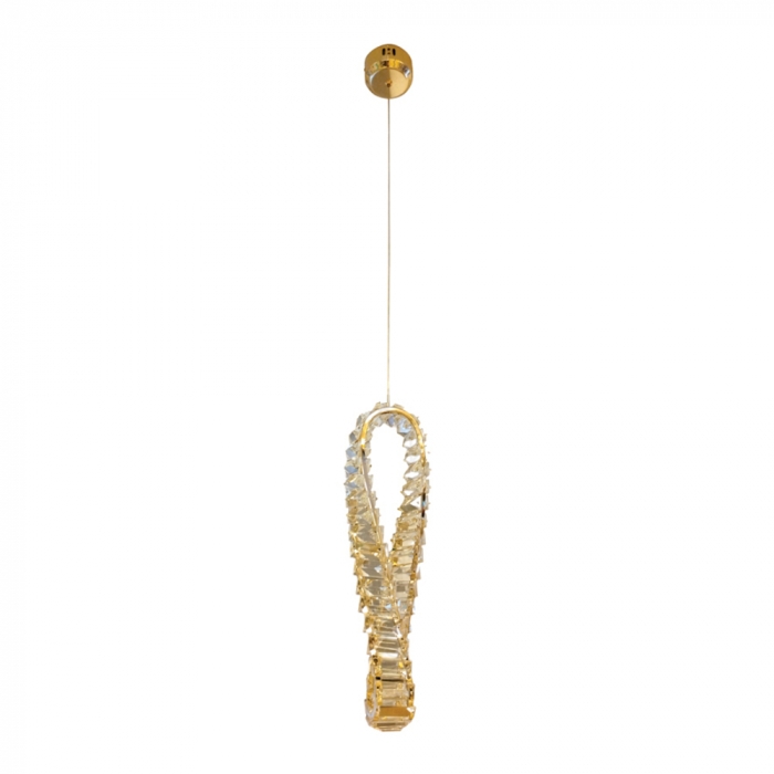 Pendente Sindora 12 watts 3000K Metal Dourado e Cristal 450mm DCD02806