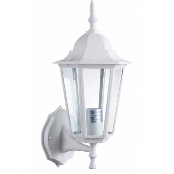 Arandela Biancoluce Clássica de Parede Nice Alumínio e Vidro Transparente Branco 1L E27 200x150x350mm AC204P