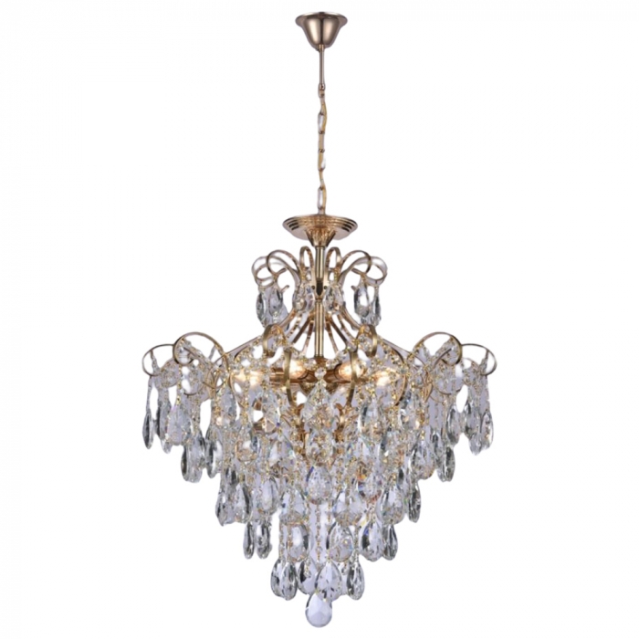 Pendente Sindora Metal Dourado Cristal 8L E14 600x600mm DCD00475