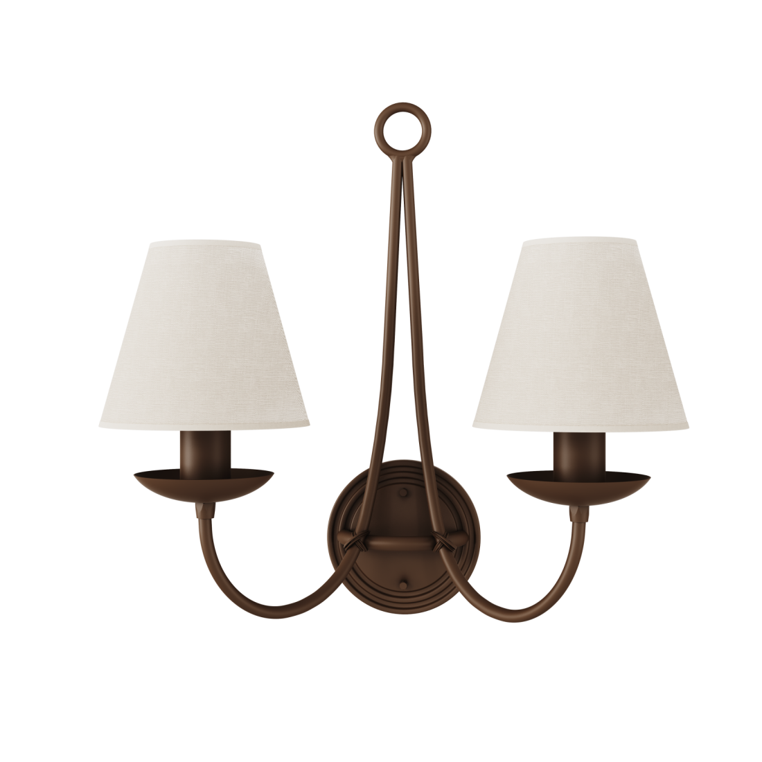 Arandela Foco Metallo Anel Dupla Cúpulas Tecido 2L E27 430x400x240mm AR 101