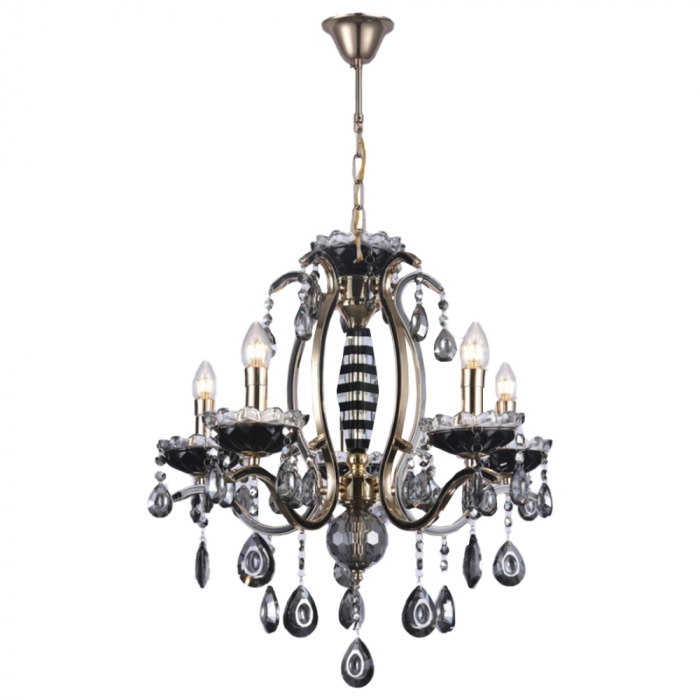 Pendente Sindora Metal e Cristal 5L E14 500x600mm DCD00481-5