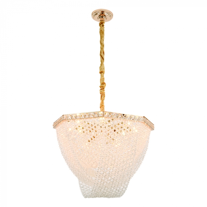 Pendente Sindora Metal Dourado Cristal Transparente 11L E14 100x280mm DCD04113