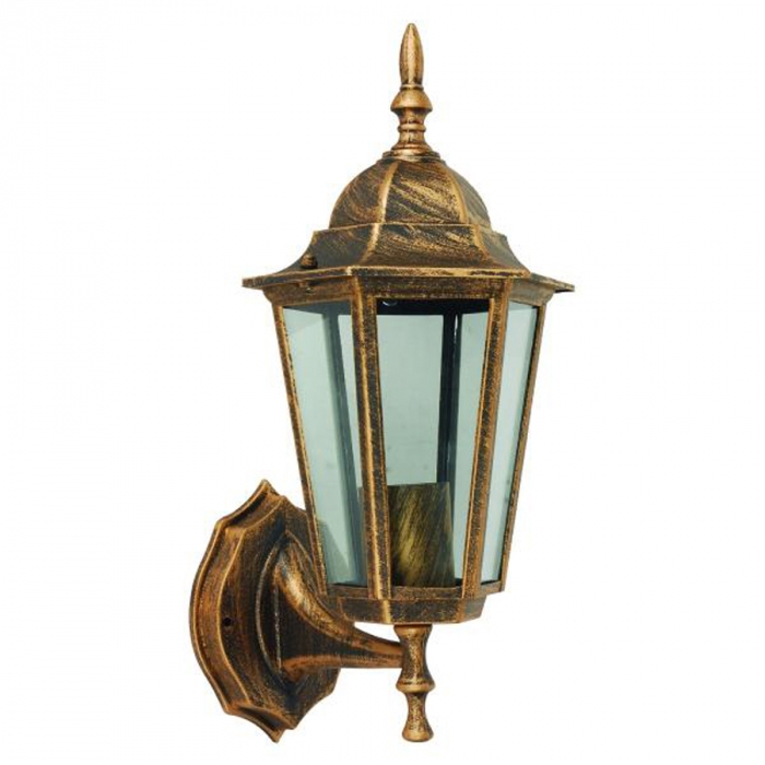Arandela Biancoluce Nice Alumínio e Vidro Transparente Ouro Velho 1L E27 200x150x350mm AC204P