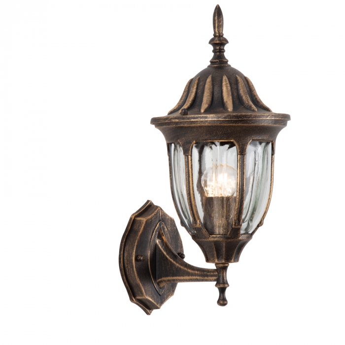 Arandela Biancoluce Clássica de Parede Cassis e Vidro Canelado Ouro Velho 1L E27 190x150x340mm AC202P