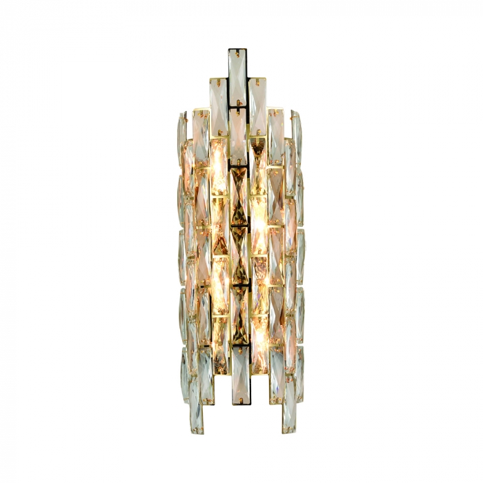 Arandela Sindora Metal Dourado e Cristal Transparente 4L E14 150x500mm DCB02885