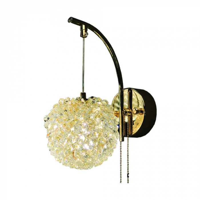 Arandela Sindora Metal Dourado Cristal Transparente 1L G9 130x200mm DCB01922