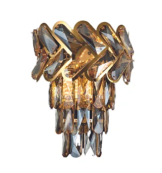 Arandela Sindora 10L E14 Inox Dourado e Cristal Âmbar 300x230mm DCB01039