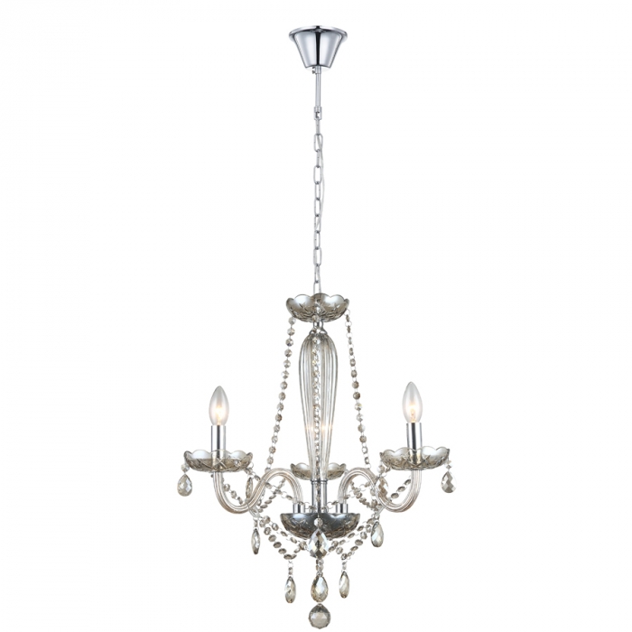 Pendente Biancoluce Maria Tereza 3 Braços Cristal K9 Âmbar 3L E14 Ø520mm MT11-03A 