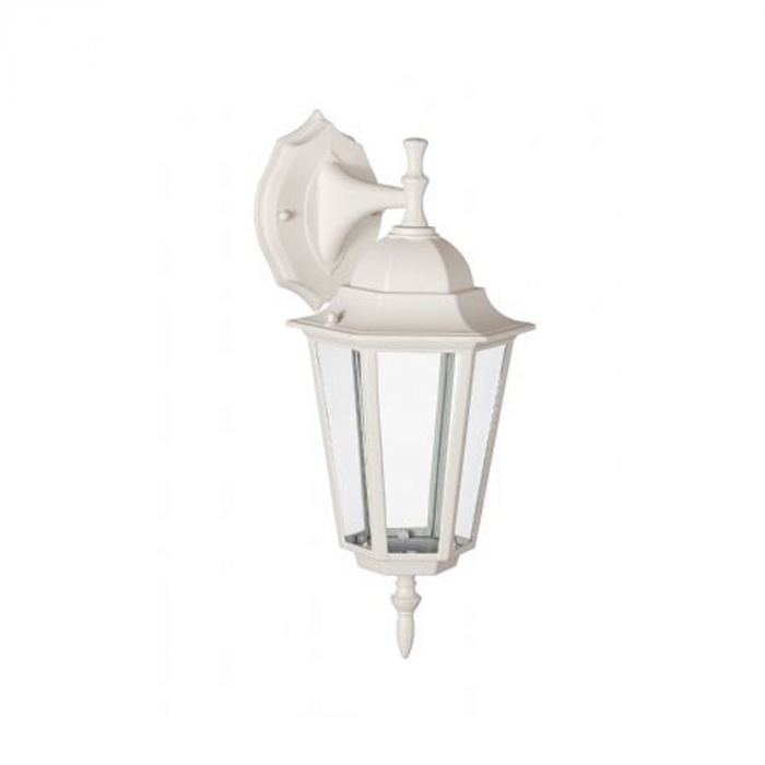 Arandela Biancoluce Clássica de Parede Nice Alumínio e Vidro Transparente Branco 1L E27 200x150x350mm AC204P/B 