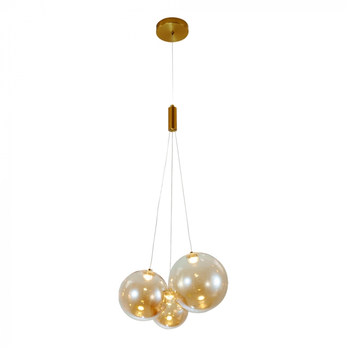 Pendente Sindora 15 watts 3000K Metal Bronze e Vidro Âmbar 120x150x180mm DCD04127