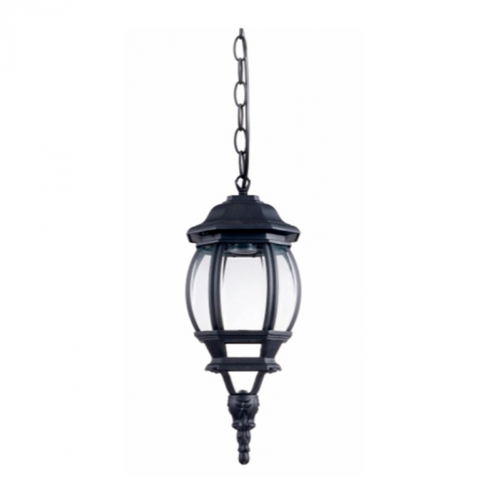 Pendente Biancoluce Clássico Lille Alumínio e Vidro Transp. Preto Fosco 1L E27 195x460mm AC201T-M