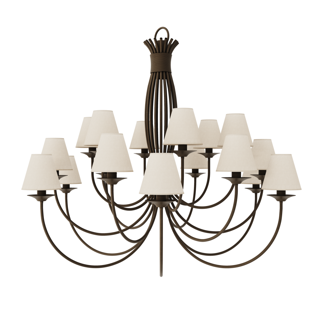 Lustre Foco Metallo Puntas Cúpulas Tecido 18L E27 Ø1460x1270mm LU 400/18