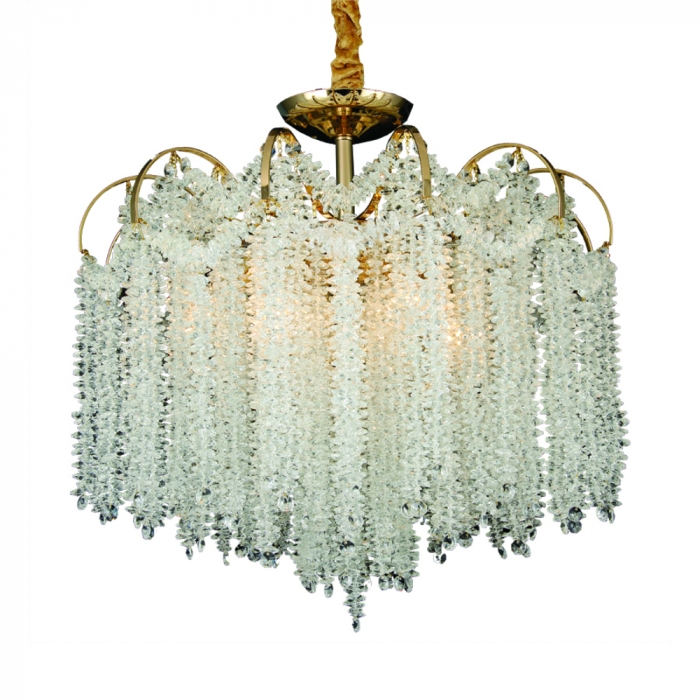 Pendente Sindora 6L E14 Metal Dourado e Cristal Transparente Ø450x560mm DCD00487

