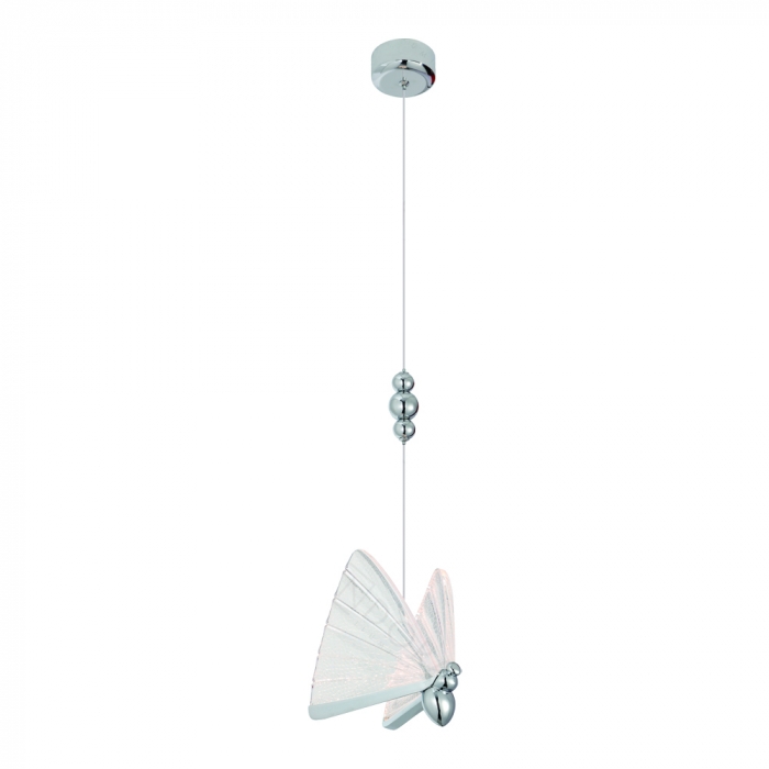 Pendente Sindora Borboleta Metal Cromado e Acrílico 6 watts 3000K 160x220mm QD05105