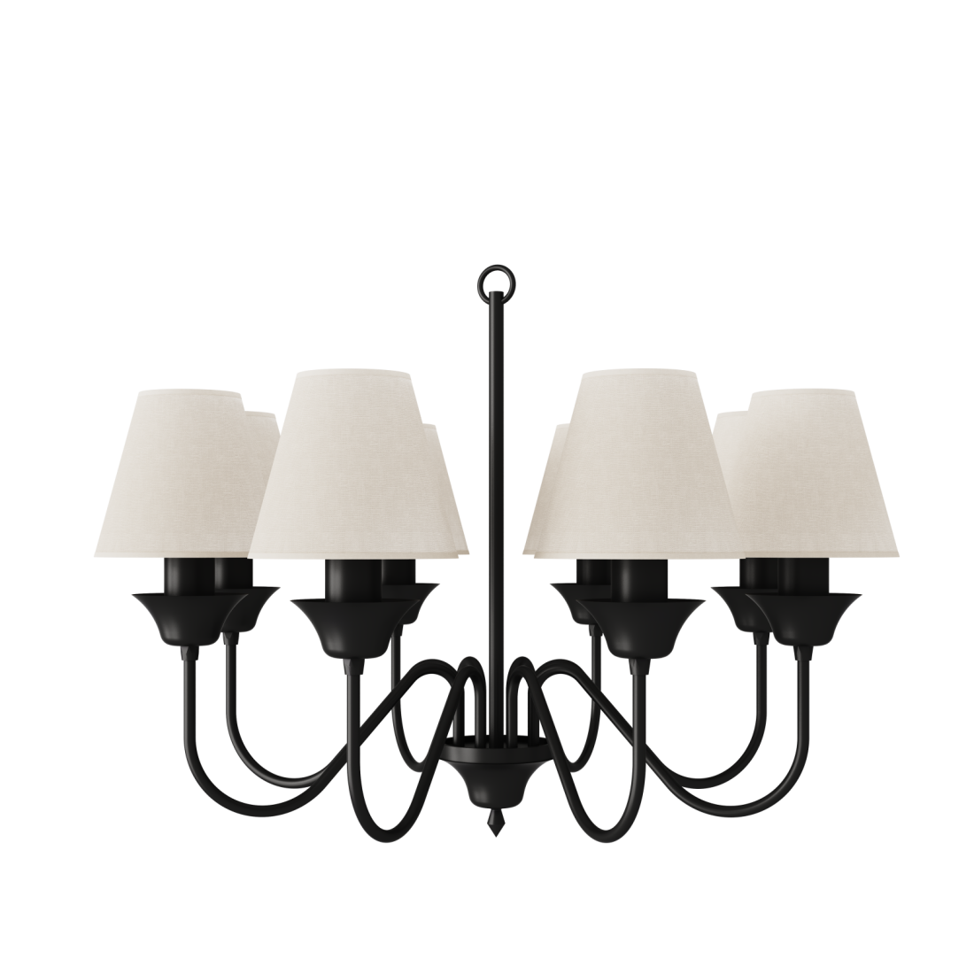 Lustre Foco Metallo Belga Cúpulas Tecido 8L E27 Ø700x480mm LU 409/8