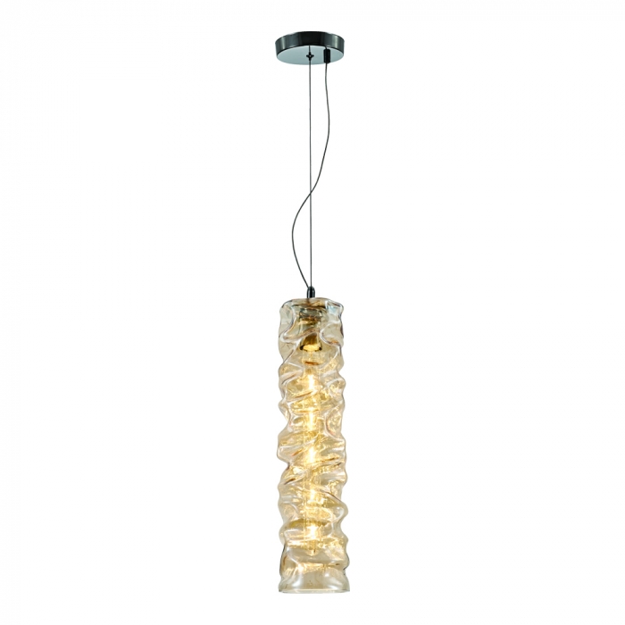 Pendente Sindora 1L E27 Metal Cromado e Vidro Âmbar 120x500mm DCD04115