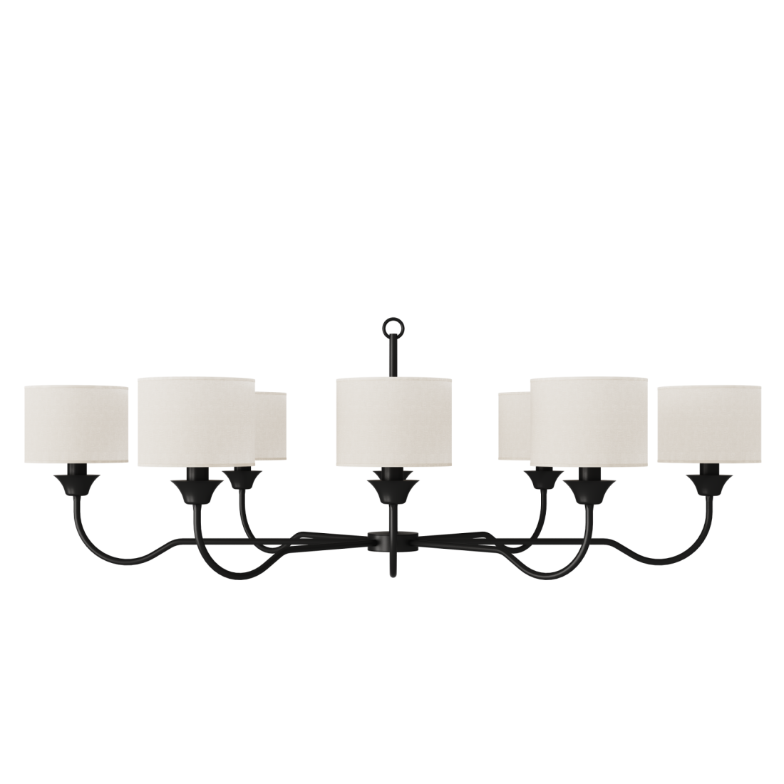 Lustre Foco Metallo Alba Alongado Cúpulas Tecido 8L E27 1450x875x485mm LU 431