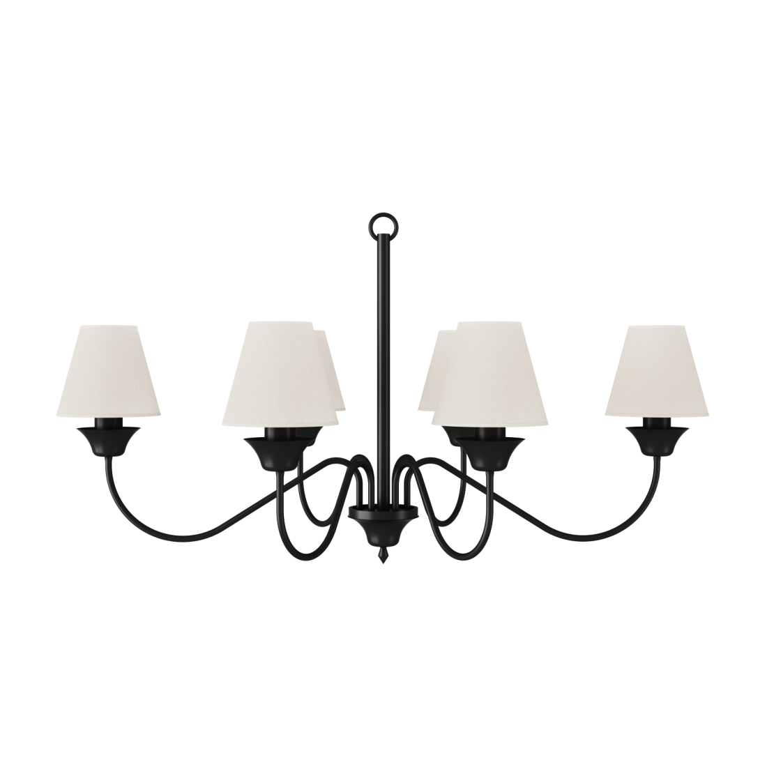 Lustre Foco Metallo Horizontal Cúpulas Tecido 6L E27 970x700x600mm LU 405/6