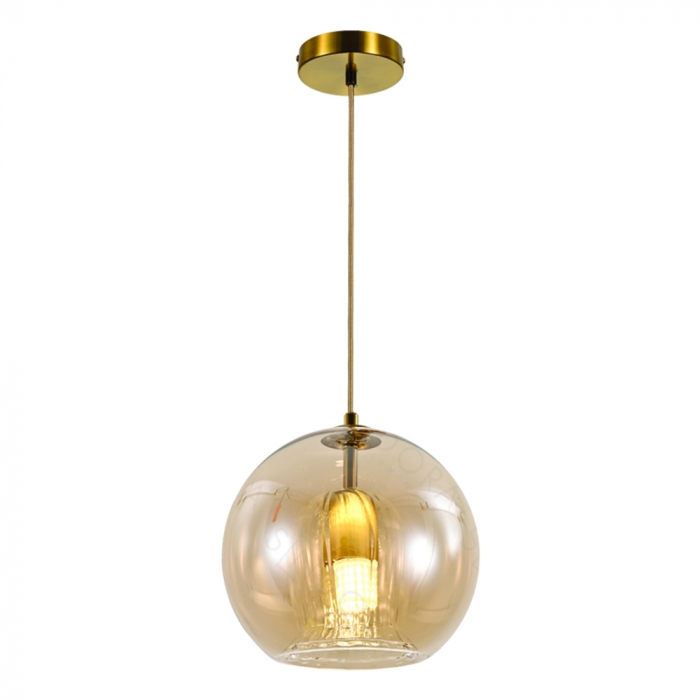 Pendente Sindora 1L E27 Metal Bronze e Vidro Âmbar Ø200mm DCD04062