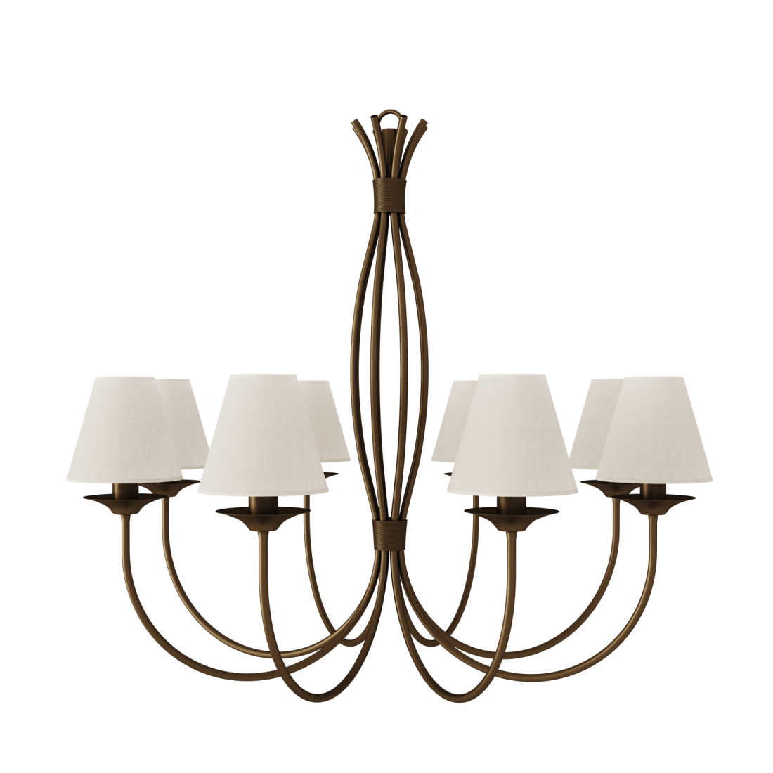 Lustre Foco Metallo Puntas Cúpulas Tecido 8L E27 Ø1000x950mm LU 400/8