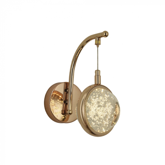 Arandela Sindora 7 watts 3000K Metal Dourado Cristal 120x200mm QB05109