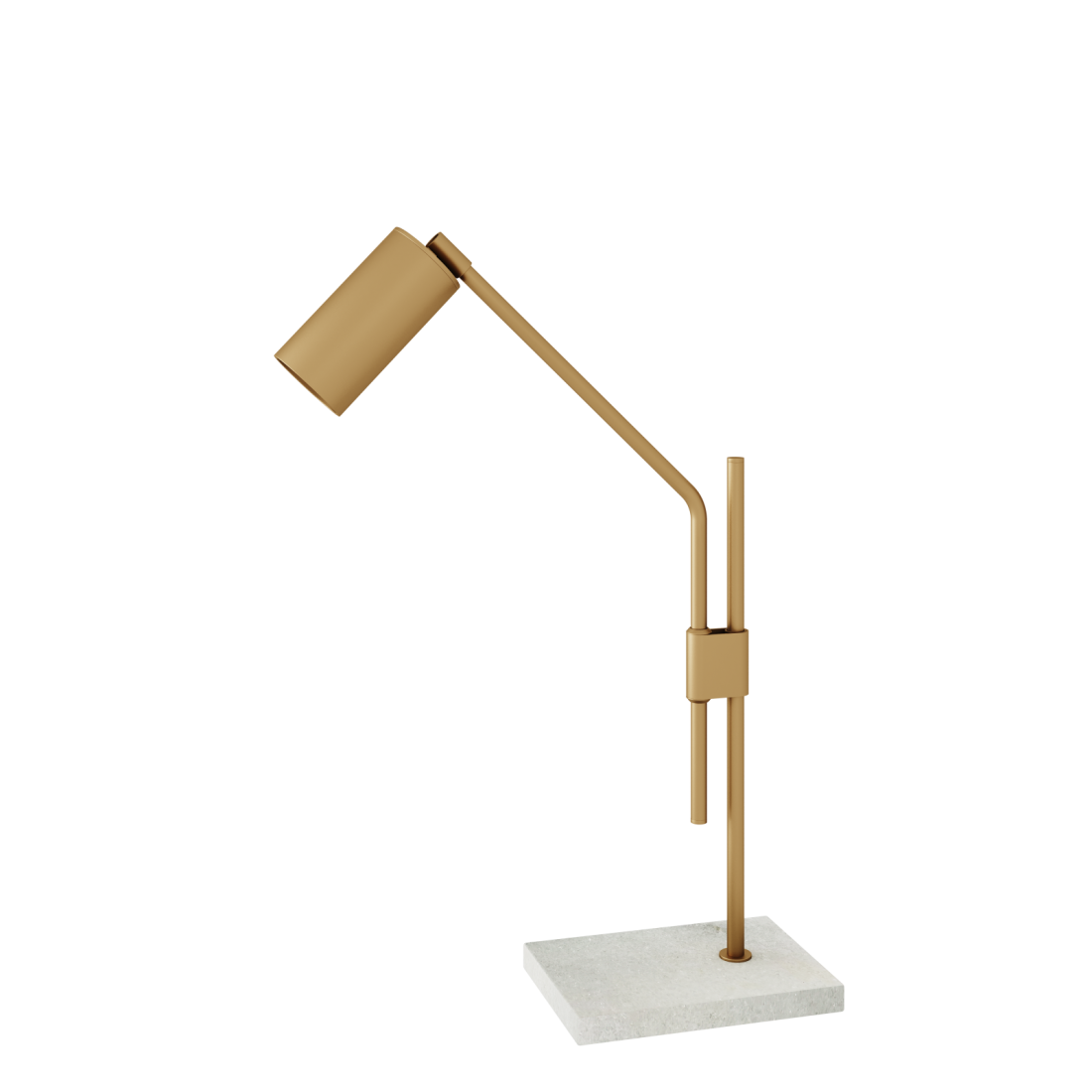 Abajur Foco Metallo Cilindro Articulado Base Mármore 1L Dicróica Ø64x397x561mm AB 212