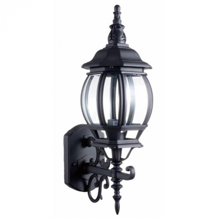 Arandela Biancoluce Clássica Lille Alumínio e Vidro Transp. Preto Fosco 1L E27 245x195x560mm AC201P-M 