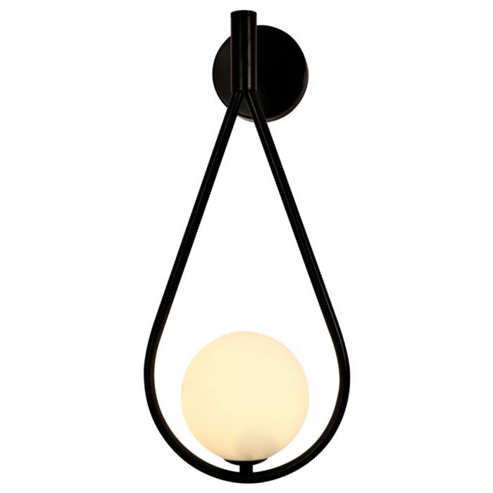 Arandela Sindora 1L G9 Metal Preto e Vidro Branco 170x150mm DCB04051