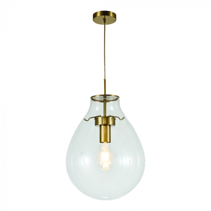 Pendente Sindora 1L E27 Bivolt Metal Bronze e Vidro Transparente Ø400x500mm DCD04131