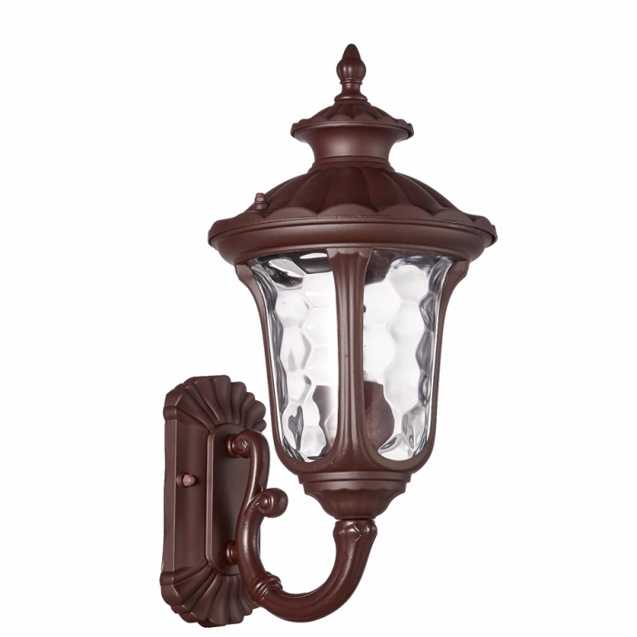 Arandela Biancoluce Clássica Modelo Orleans Alumínio Injetado e Vidro Martelado Marrom 1L E27 225x185x360mm AC252P