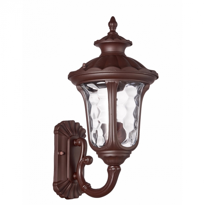 Arandela Biancoluce Clássica Modelo Orleans Alumínio Injetado e Vidro Martelado Marrom 1L E27 570x290x330mm AC252P