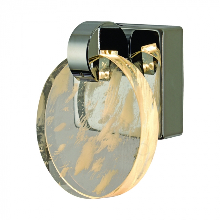 Arandela Sindora 5 watts 3000K Metal Cromado  e Cristal Nuvem 130x130mm DCB02192