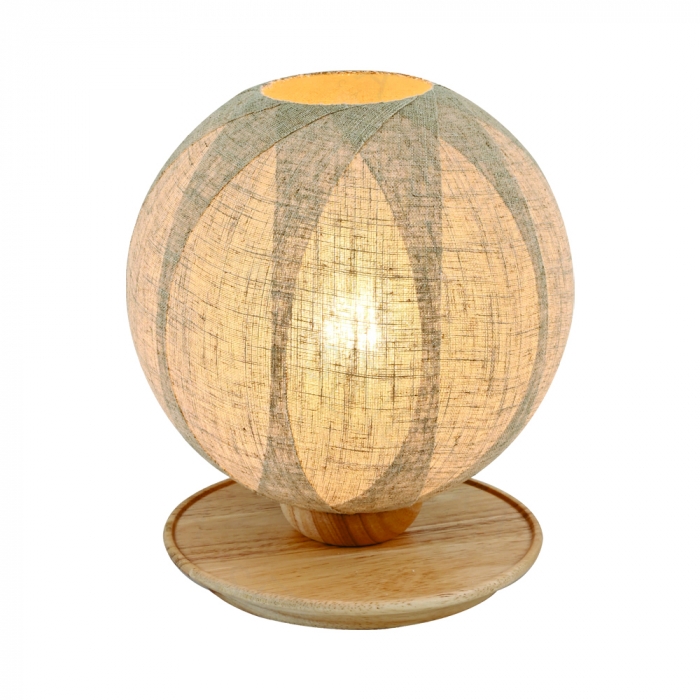 Abajur Sindora 1L E27 Madeira Vidro e Linho Palha Ø250x250x300mm DCT04138