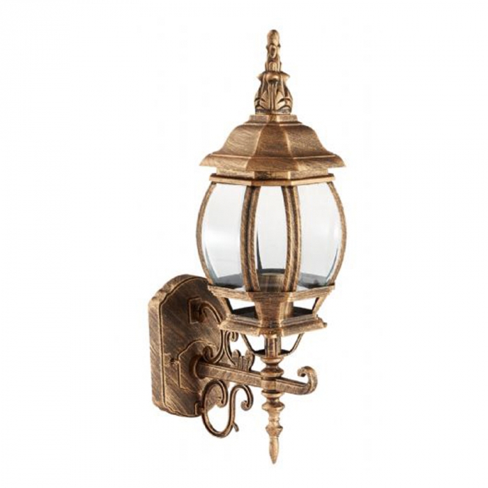 Arandela Biancoluce Clássica Lille Alumínio e Vidro Transp. Ouro Velho 1L E27 245x195x560mm AC201P-M