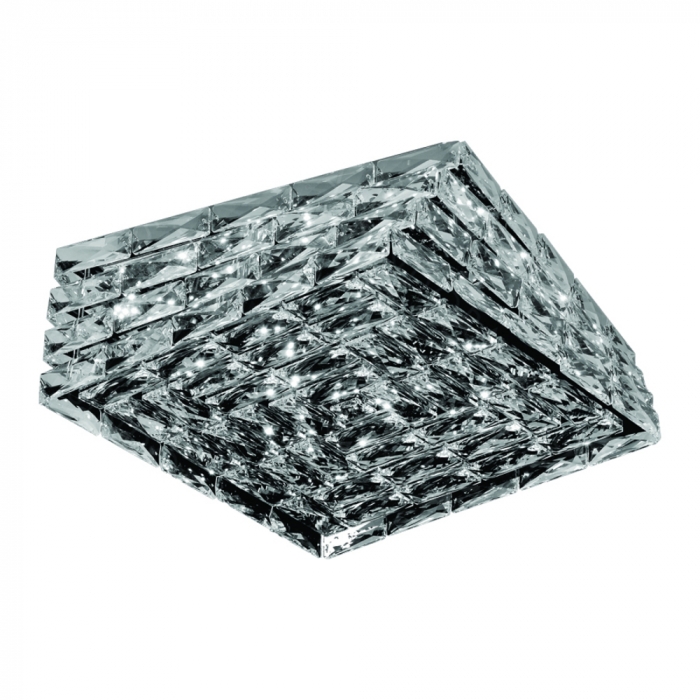 Plafon Sindora 40 watts 3000K Inox Cromado e Cristal Transparente 460x460mm DCX02882