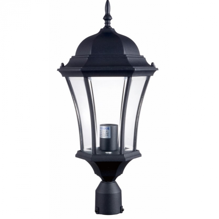 Cabeça de Poste Biancoluce  Lyon Alumínio Injetado e Vidro Transp 1L E27 Ø235x500mm AC211C-M