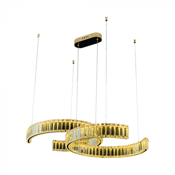 Pendente Sindora 50 watts 3000K Metal Douradoe  Cristal Transparente 720x500mm DCD02866
