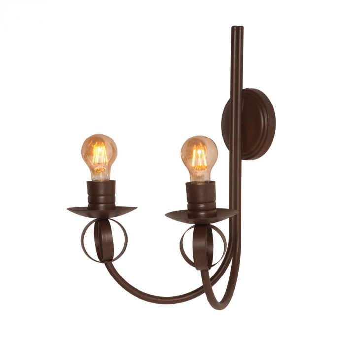 Arandela Biancoluce Dupla Estância Alumínio Marrom Corten 2L E27 470x380x310mm AE27 