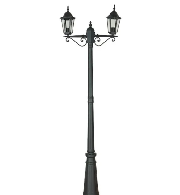 Poste Biancoluce Nice Alumínio Injetado e Vidro Preto 2L E27 2100mm PC204/2