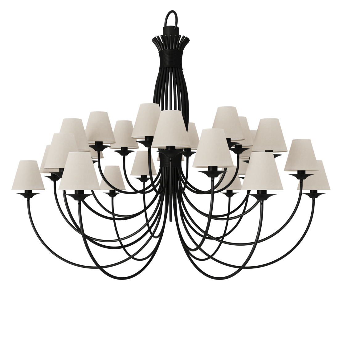 Lustre Foco Metallo Puntas Cúpulas Tecido 24L E27 Ø1740x1550mm LU 400/24