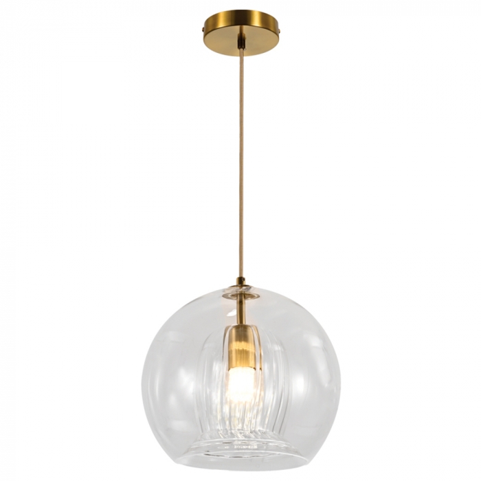 Pendente Sindora 1L E27 Metal Bronze e Vidro Transparente Ø250mm DCD04060