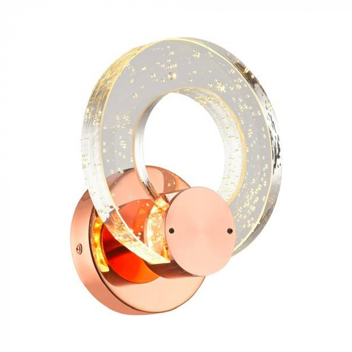 Arandela Sindora 6 watts 3000K Metal Rose e Cristal 150x150mm DCB02131
