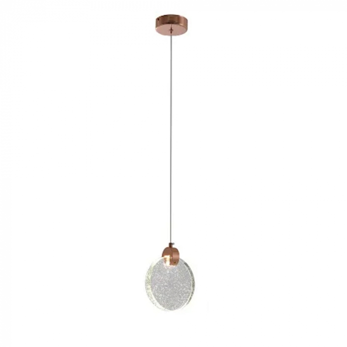 Pendente Sindora Metal Rose e Cristal 5 watts 3000K Ø130mm DCD02122
