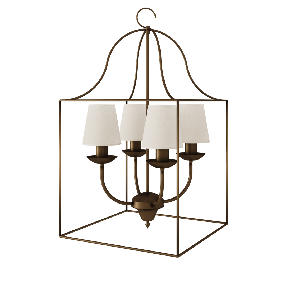 Pendente Foco Metallo Gaiola 4 Braços Metal e Cúpula Tecido 4L E27 400x400mm  PE 504/4