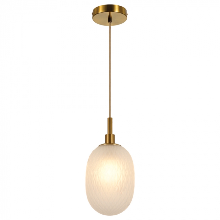 Pendente Sindora 1L E14 Metal Bronze e Vidro Branco 150x300mm DCD04093