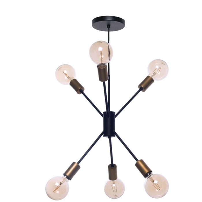 Pendente Biancoluce Orbit Sputnik Dourado 6L E27 Ø590mm PD0627