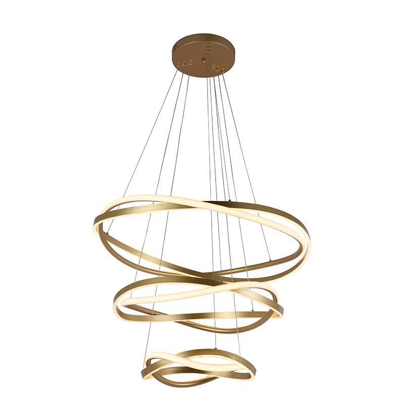 Pendente Nordecor Euni Odi 173 watts 3000K Dourado Fosco Ø400/600/800mm 2880