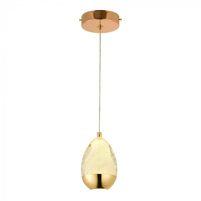 Pendente Sindora Metal Dourado e Cristal Transparente 5 watts 110x140mm DCD02171