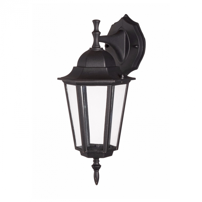 Arandela Biancoluce  Clássica de Parede Nancy Alumínio e Vidro Fosco Preto 1L E27 200x150x340mm AC203P